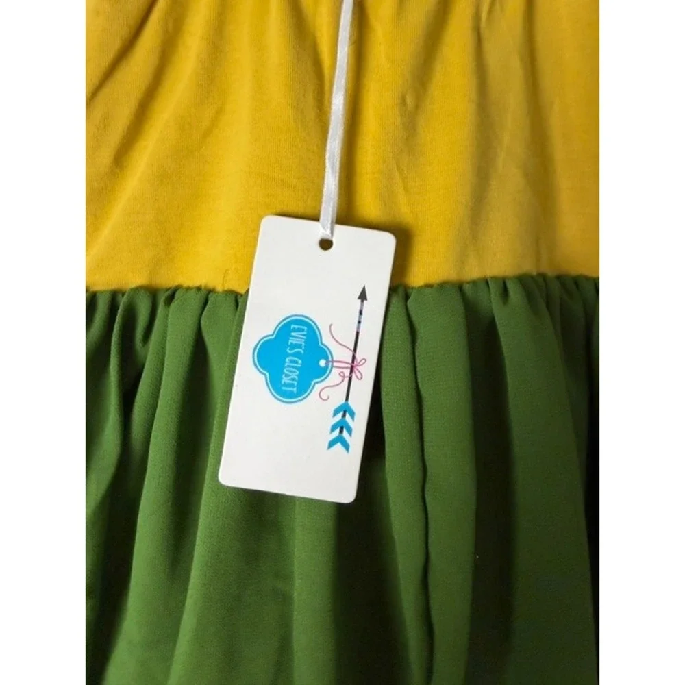 Evies Closet Toddler Girls Yellow Green Ruffle Crossover Boutique Dress Size 2